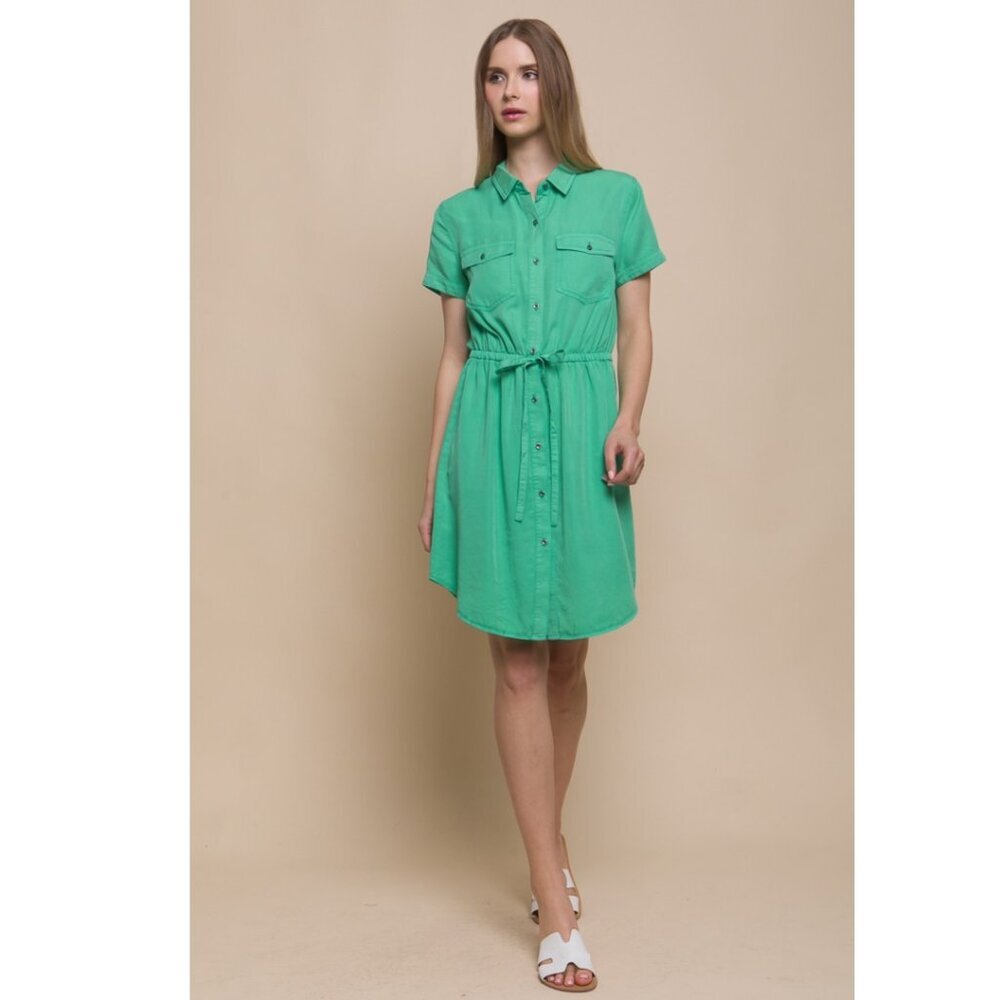Green Tencel Button-up Dress - Small
